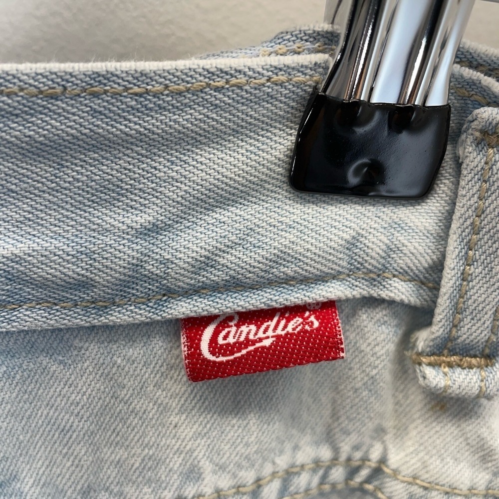 Vintage 80s Candie's Denim Skirt High Waist Midi Light Wash Waist 26" SEE FLAWS - Picture 6 of 16